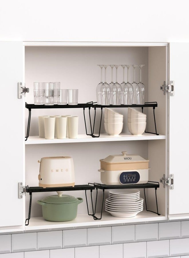 IBERG Cabinet Shelf - Set of 2 Mesh Shelf Organizers - Tool-Free Stackable Storage Rack for Kitchen, Pantry, and Bathroom (Black) - Image 5