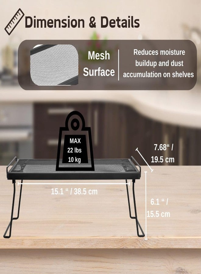 IBERG Cabinet Shelf - Set of 2 Mesh Shelf Organizers - Tool-Free Stackable Storage Rack for Kitchen, Pantry, and Bathroom (Black) - Image 2