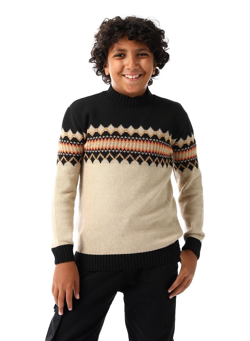 سيزار بلوفر صوف أولادي مزود بتصميمات متعددة - Image 1