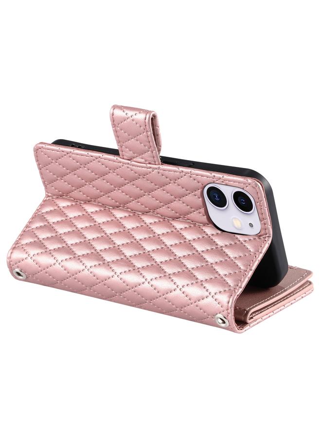 S-TOP Case For iPhone 11 Glitter Lattice Zipper Wallet Leather Phone Case - Image 5