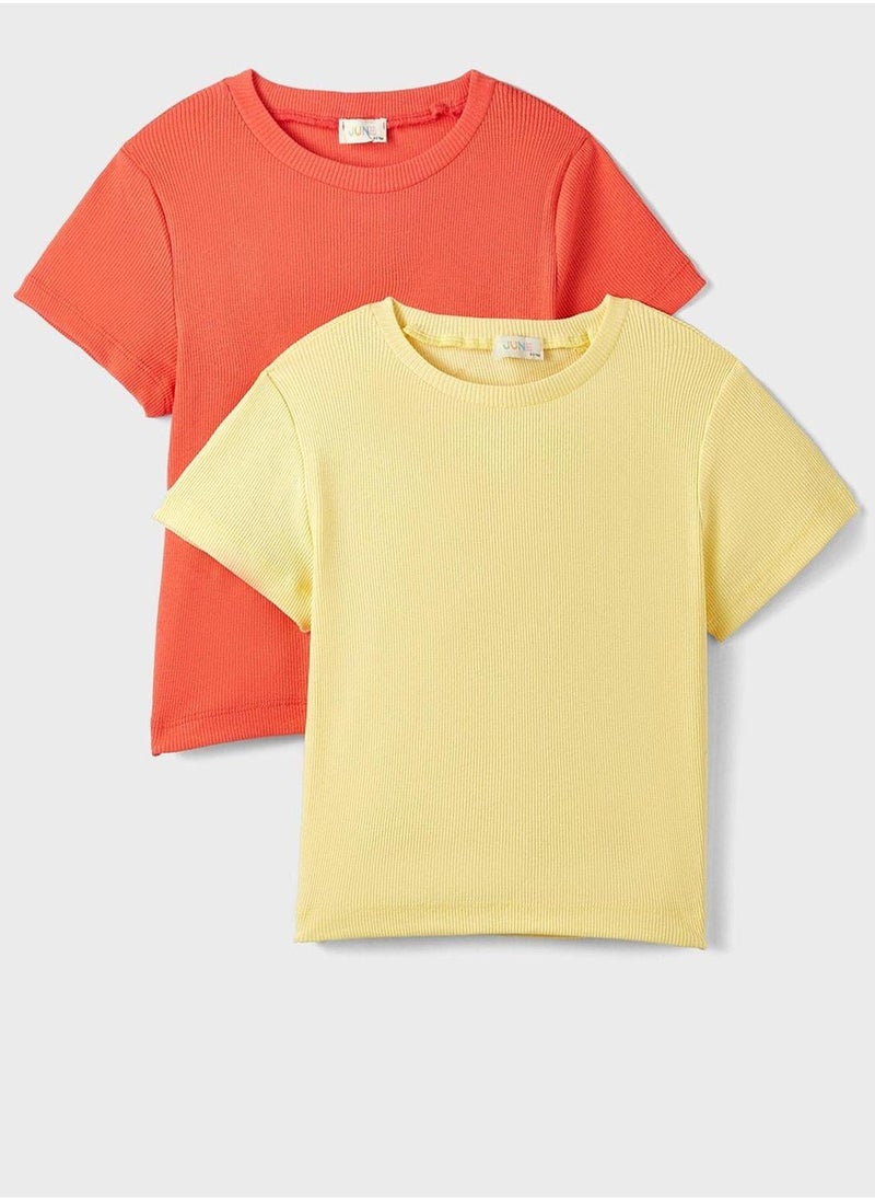 جون طقم تيشيرت أساسي للبنات قطعتين - Image 1