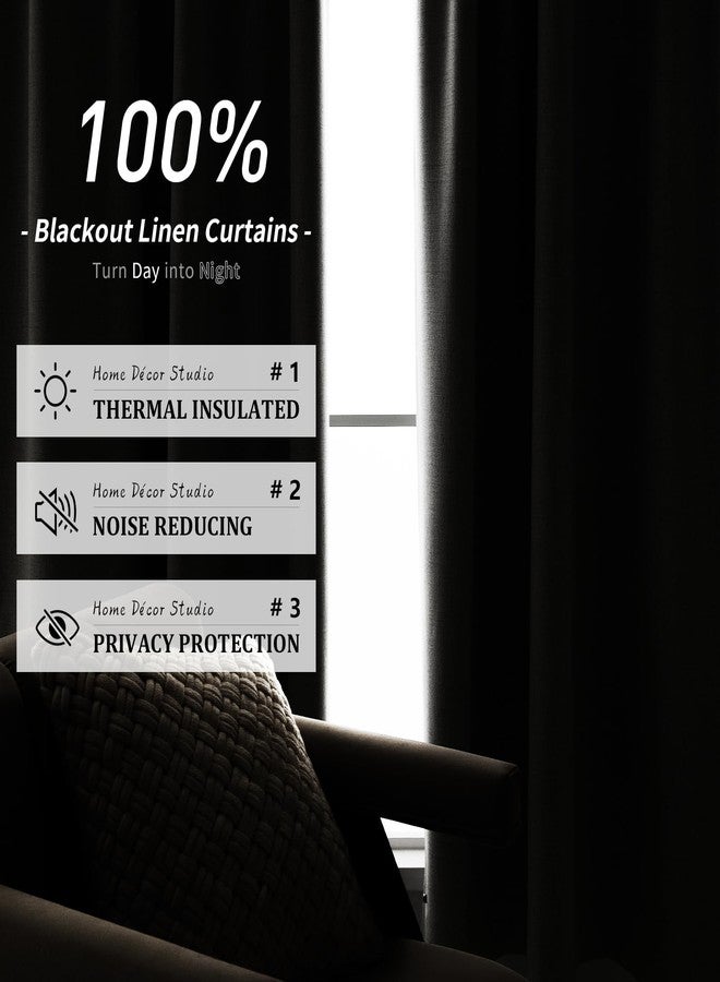 PANGSINNE Natural Linen Blackout Curtains 84 Inch Length 2 Panels Set for Bedroom Living Room Back Tab Thermal Insulated 100% Black Out Linen Drapes Room Darkening Window Curtains 84 Inches Long Ivory Cream - Image 2