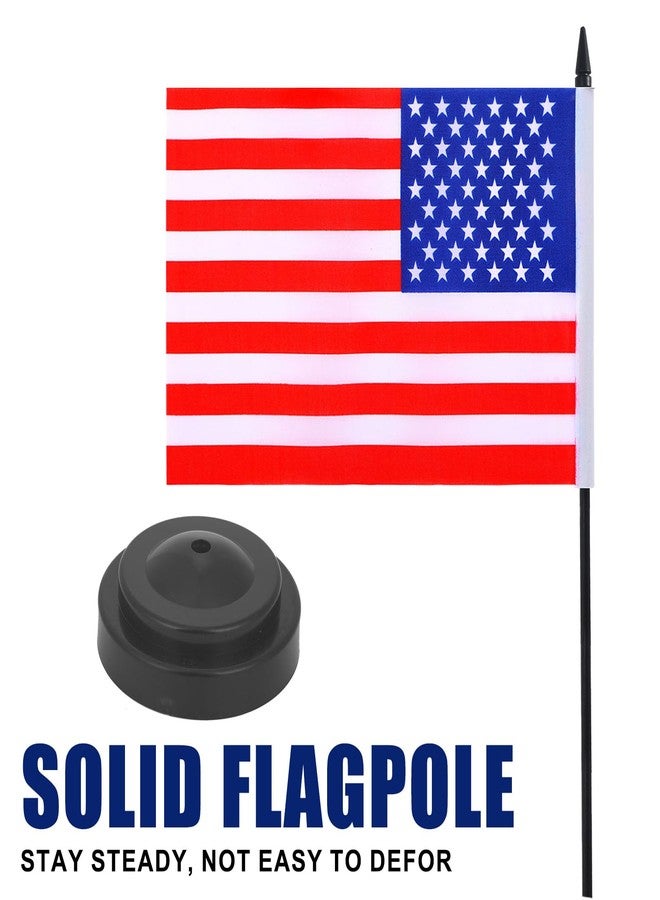 JBSJBS USA Desk Flag 12" Solid Pole Deluxe Set American Flags Banner Mini Small US Office Table Flags with Black Stand Base Desktop Decorations(2Pack) - Image 3