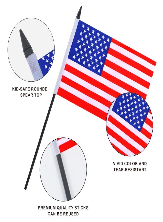 JBSJBS USA Desk Flag 12" Solid Pole Deluxe Set American Flags Banner Mini Small US Office Table Flags with Black Stand Base Desktop Decorations(2Pack) - Image 4