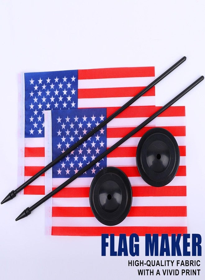 JBSJBS USA Desk Flag 12" Solid Pole Deluxe Set American Flags Banner Mini Small US Office Table Flags with Black Stand Base Desktop Decorations(2Pack) - Image 5