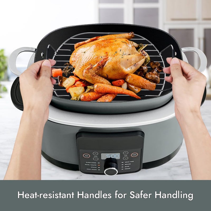BYKITCHEN Roast and Steamer Rack Compatible with Ninja Foodi Possible Cooker Pro 8.5 Quart MC1000, MC1001, MC1010 Slow Cooker Crock, Ninja Possible Cooker Pro Accessories with Silicone Feet & Handles - Image 5