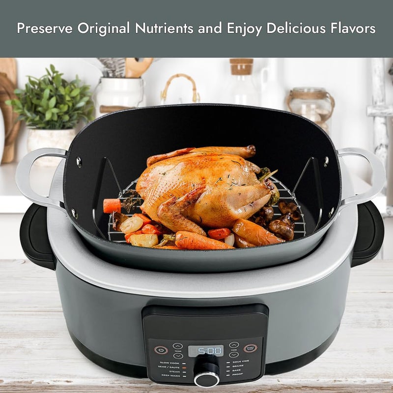BYKITCHEN Roast and Steamer Rack Compatible with Ninja Foodi Possible Cooker Pro 8.5 Quart MC1000, MC1001, MC1010 Slow Cooker Crock, Ninja Possible Cooker Pro Accessories with Silicone Feet & Handles - Image 4