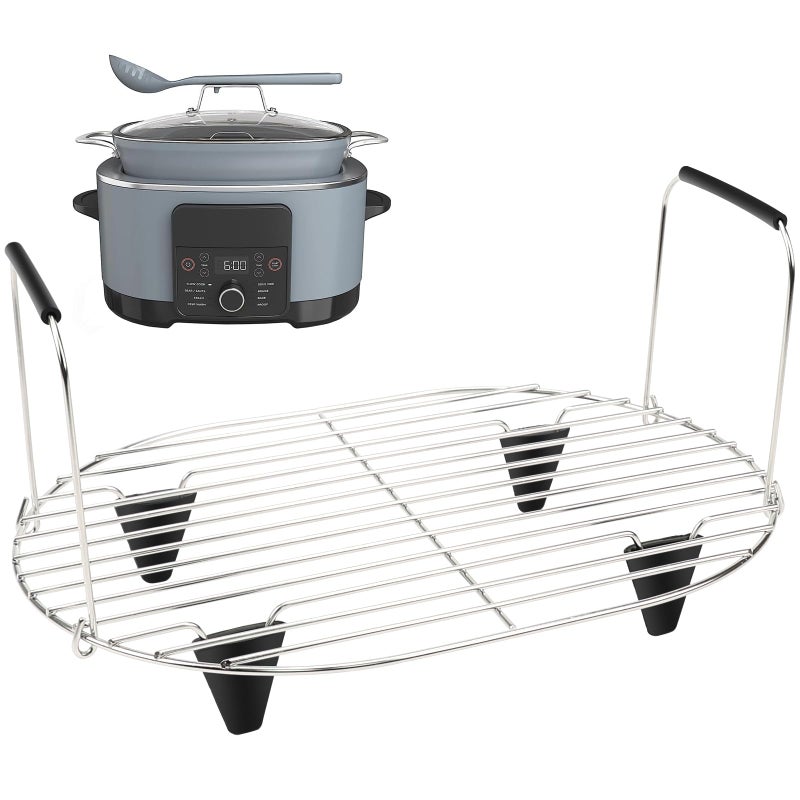 BYKITCHEN Roast and Steamer Rack Compatible with Ninja Foodi Possible Cooker Pro 8.5 Quart MC1000, MC1001, MC1010 Slow Cooker Crock, Ninja Possible Cooker Pro Accessories with Silicone Feet & Handles - Image 1
