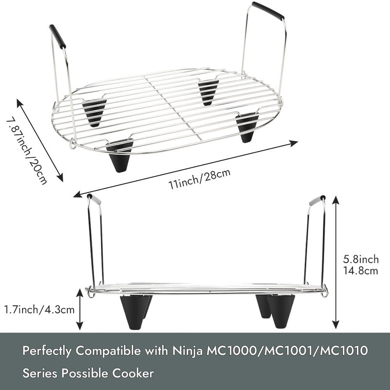 BYKITCHEN Roast and Steamer Rack Compatible with Ninja Foodi Possible Cooker Pro 8.5 Quart MC1000, MC1001, MC1010 Slow Cooker Crock, Ninja Possible Cooker Pro Accessories with Silicone Feet & Handles - Image 2