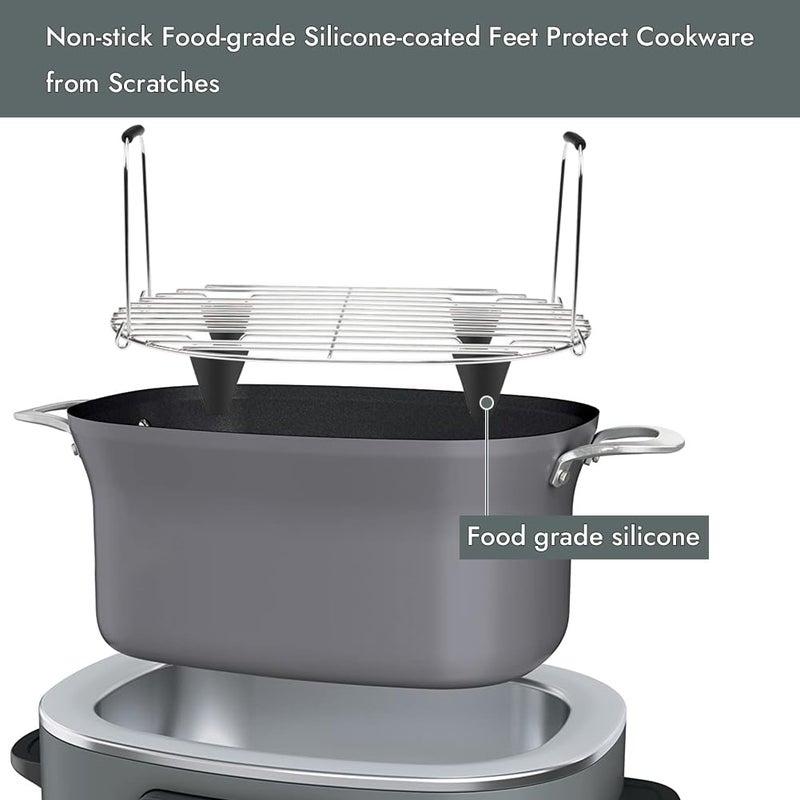 BYKITCHEN Roast and Steamer Rack Compatible with Ninja Foodi Possible Cooker Pro 8.5 Quart MC1000, MC1001, MC1010 Slow Cooker Crock, Ninja Possible Cooker Pro Accessories with Silicone Feet & Handles - Image 3