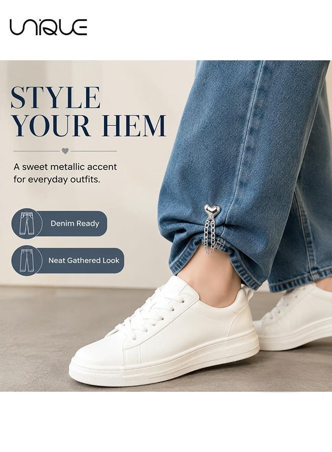 Unique 8 Pcs Magnetic Clothing Clips, Multi Function No Pin Hem Clips with Decorative Chain, Adjustable Shirt Clips for T Shirt Hem, Jeans Pants Legs, Sleeves, Dresses for Women - Image 4