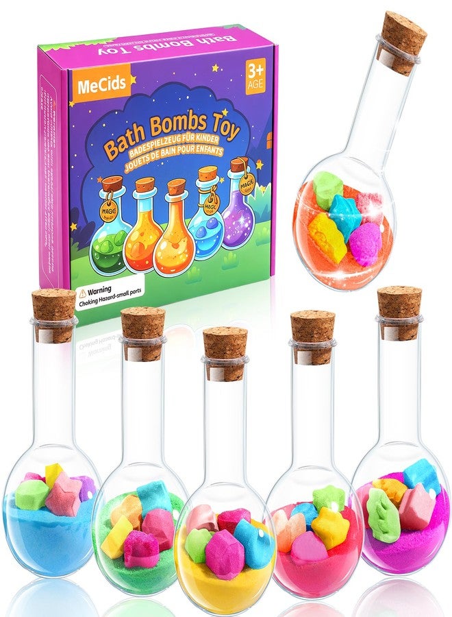 MeCids Magic Potion Bubble Bath Bombs for Kids -Bath Color Tablets Bath Potions for Toddlers Ages 4-12 Fun Science Kit Gift for Birthday, Halloween，Christmas- 6 Pack (Shaped Gems & Stars) - Image 1