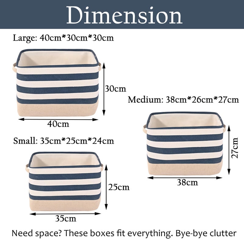 Kuber Industries (Set of 9) Foldable Cosmetic & Skincare Dressing Table Organizer | Space-Saving Storage Boxes for Makeup Items/Hair Gadgets & Jewellery Holder | GM-30-BLU | White & Blue Stripe - Image 3