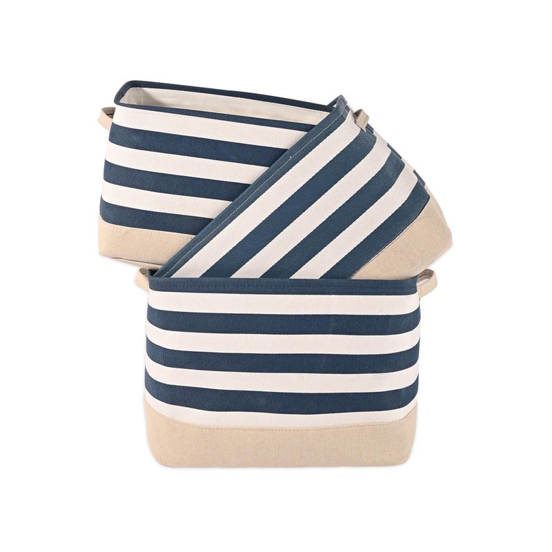 Kuber Industries (Set of 9) Foldable Cosmetic & Skincare Dressing Table Organizer | Space-Saving Storage Boxes for Makeup Items/Hair Gadgets & Jewellery Holder | GM-30-BLU | White & Blue Stripe - Image 2