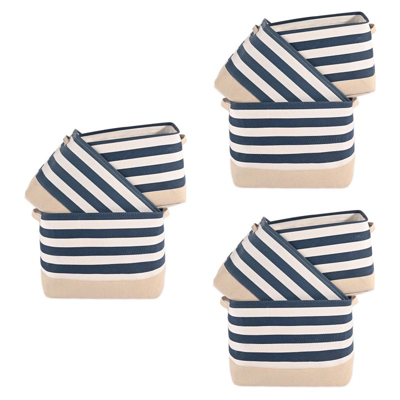 Kuber Industries (Set of 9) Foldable Cosmetic & Skincare Dressing Table Organizer | Space-Saving Storage Boxes for Makeup Items/Hair Gadgets & Jewellery Holder | GM-30-BLU | White & Blue Stripe - Image 1