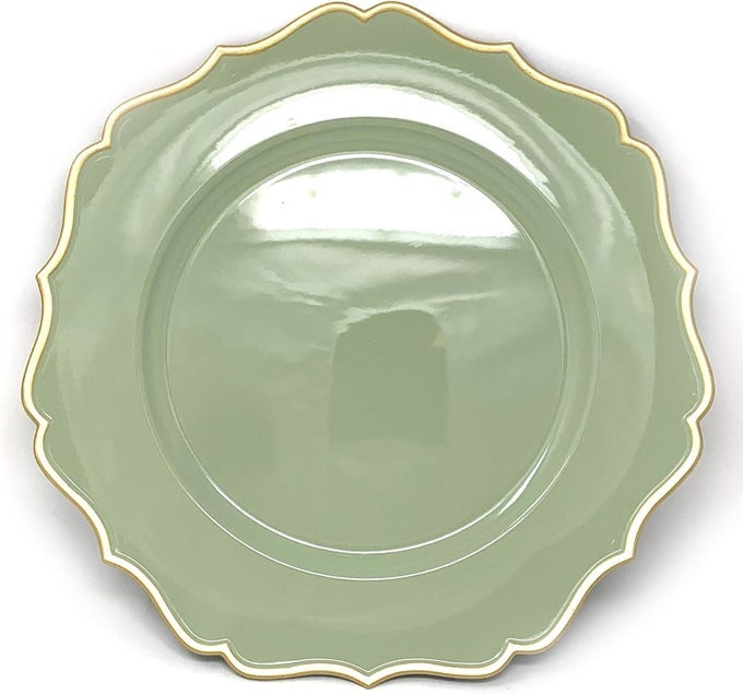 13INCH 6PACK HEAVY QUALITY ROUND CHARGER PLATESFLORAL SAGEHD80346