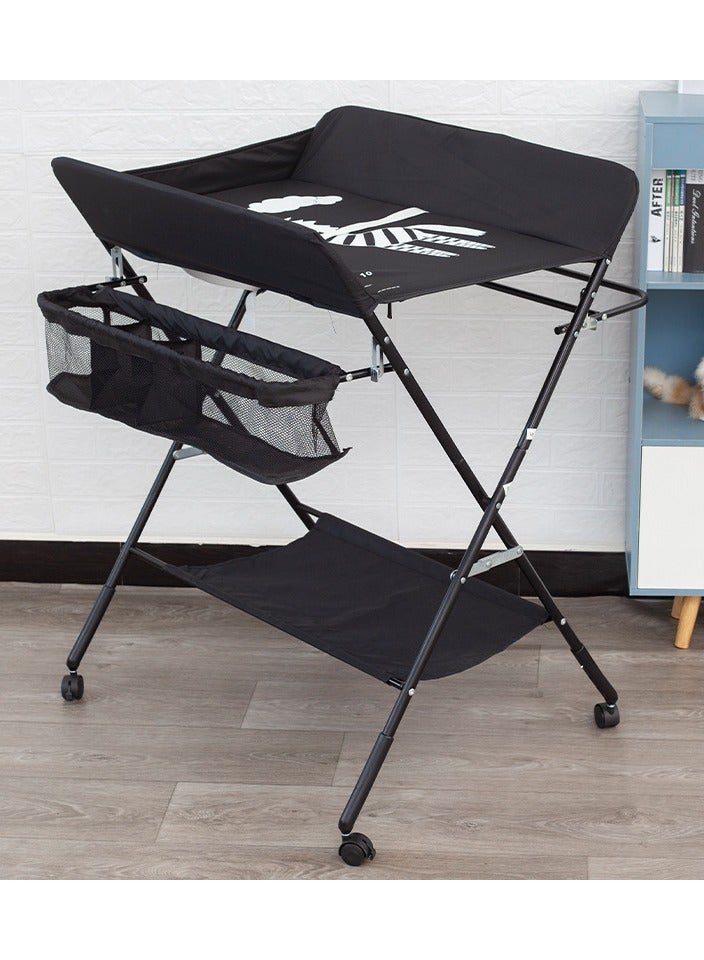 Baby Changing Table,Foldable, Portable,With Wheels, Height Can Be Adjusted In Three Steps,Waterproof Diaper Changing Table Pad Topper - Image 2