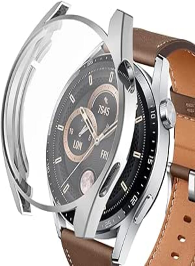 Next Next store Case Compatible with Huawei Watch GT3 46mm with HD Screen Protector Ultra Thin Soft TPU Bumper Protective Cover - Silver