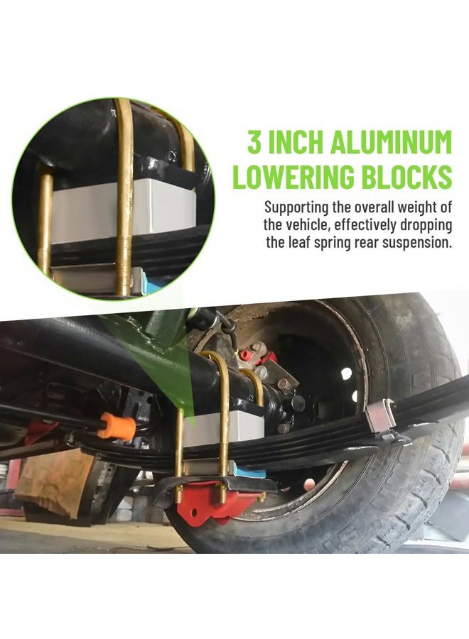 Racewill 3 inch Universal Leaf Spring Lowering Block Kits, 5" Length x 2-1/3" Width Blocks, with 4 Pack Heavy Duty Galvanized U-Bolts - Image 2