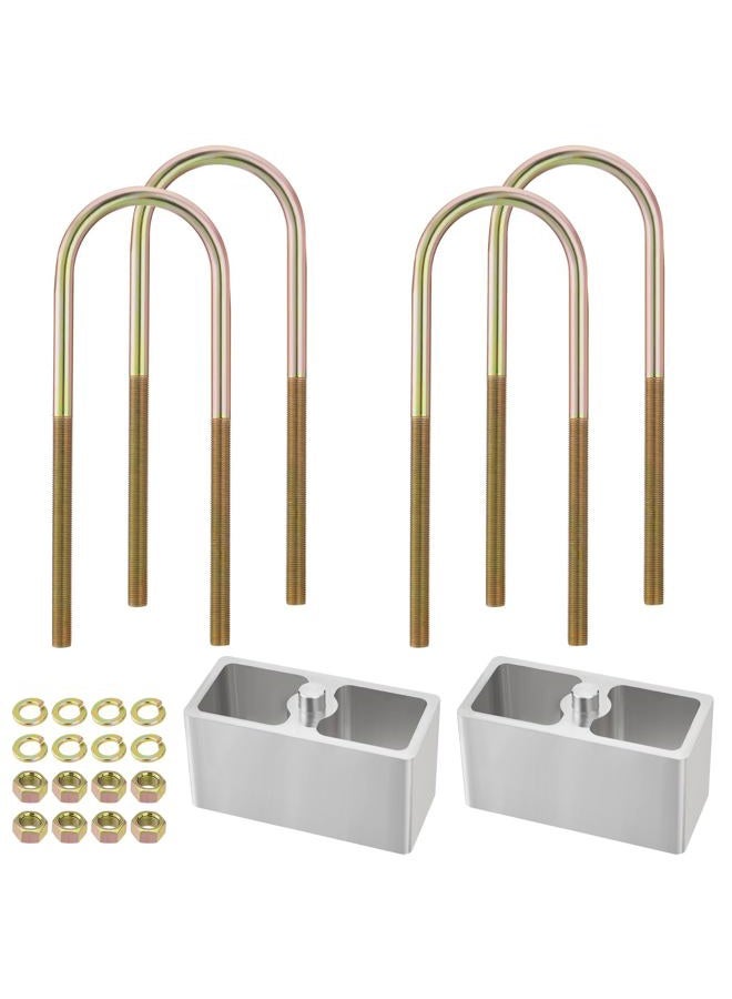 Racewill 3 inch Universal Leaf Spring Lowering Block Kits, 5" Length x 2-1/3" Width Blocks, with 4 Pack Heavy Duty Galvanized U-Bolts - Image 1