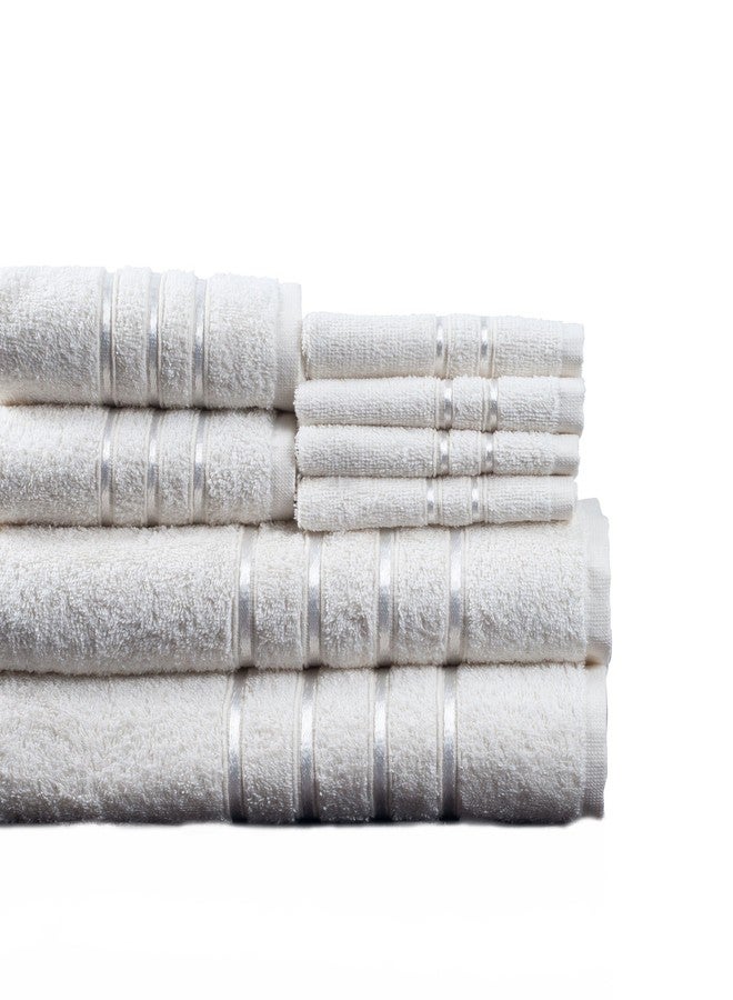 Lavish Home 8 Piece 100% Cotton Plush Bath Towel Set - White - Image 2