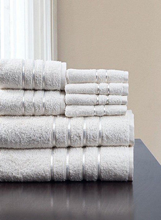 Lavish Home 8 Piece 100% Cotton Plush Bath Towel Set - White - Image 3