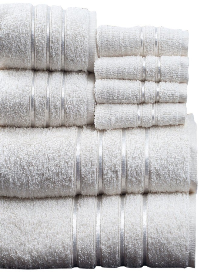 Lavish Home 8 Piece 100% Cotton Plush Bath Towel Set - White - Image 1