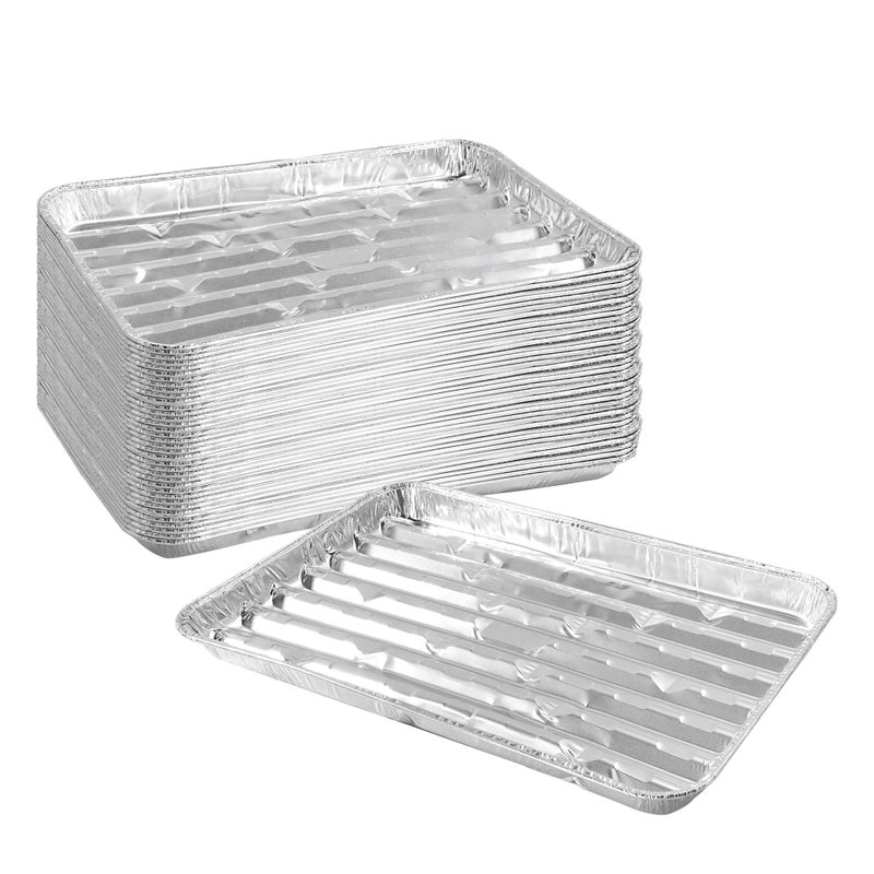 40 Pack Disposable Aluminum Broiler Pan 13 x 9 x 1 inch Aluminum Foil Grill Pans Disposable Foil Baking Sheet Pans for Oven Baking BBQ Takeout