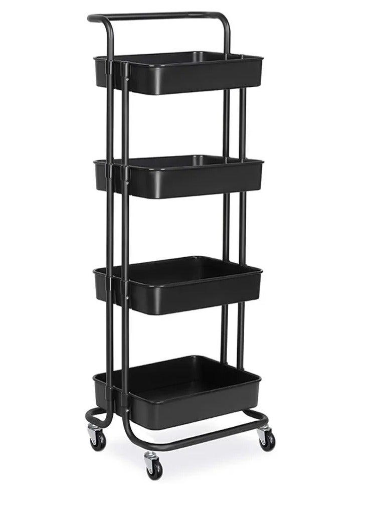 DubaiGallery 4 Tier Rolling Storage Cart with Wheels Handle, Heavy Duty Mobile Utility Multifunction Large Shelves Organizer Mesh Basket for Kitchen, Bathroom, Bedroom, Office - Image 3