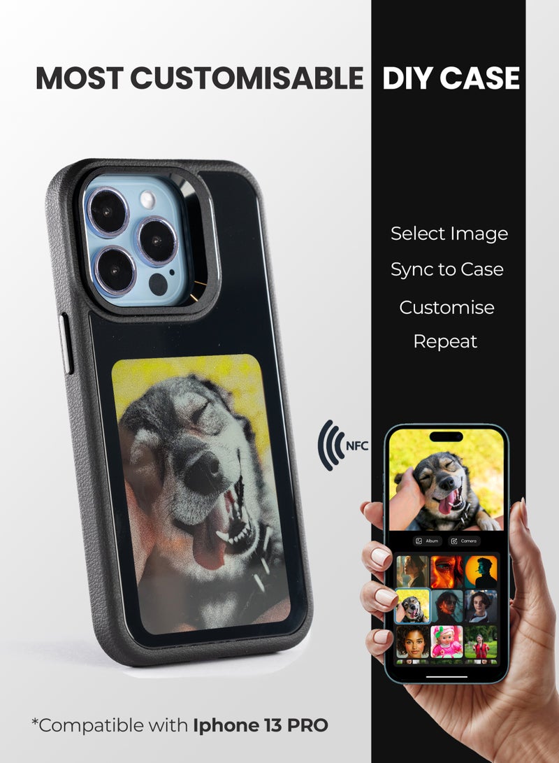 AI Vista iPhone 13 Pro – Black Smart Case with NFC, E-Ink Back Display, DIY Image - Image 1