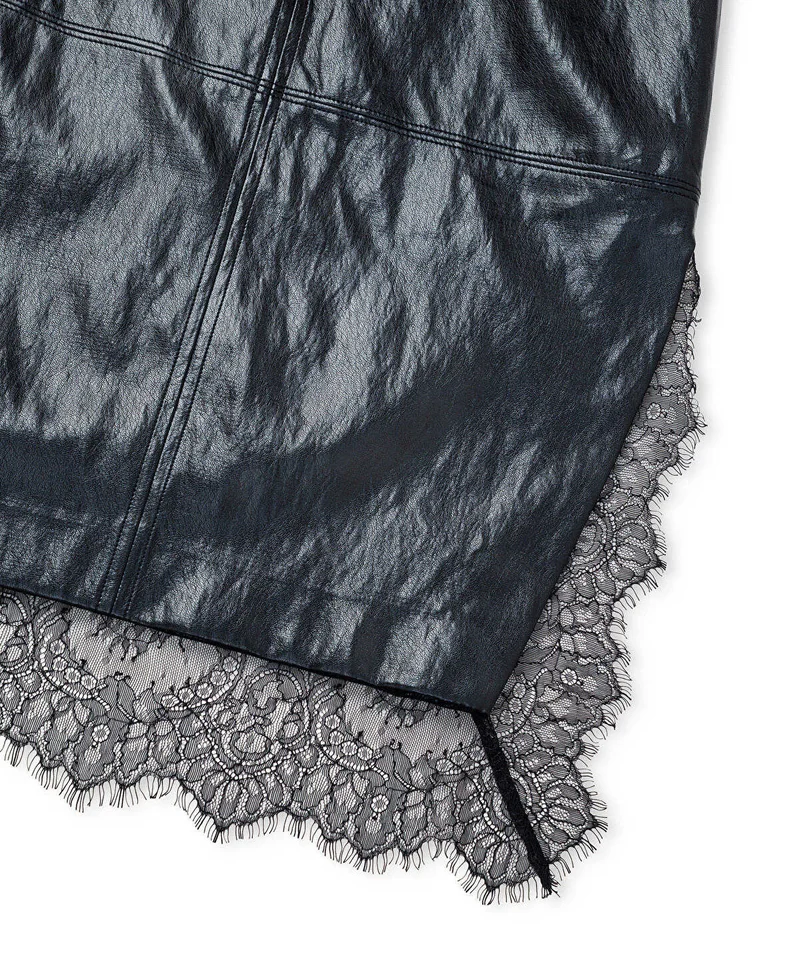 Ipekyol  Lace-Trim Faux-Leather Skirt for Women | Best Price UAE
