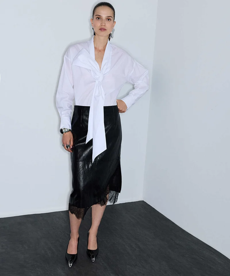 Ipekyol  Lace-Trim Faux-Leather Skirt for Women | Best Price UAE