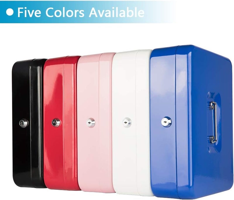 KYODOLED Locking Cash Box with Lock,Money Box with Cash Tray,Lock Safe Box with Key,Money Saving Organizer,11.81Lx 9.45Wx 3.54H Inches,White XL Large - Image 5