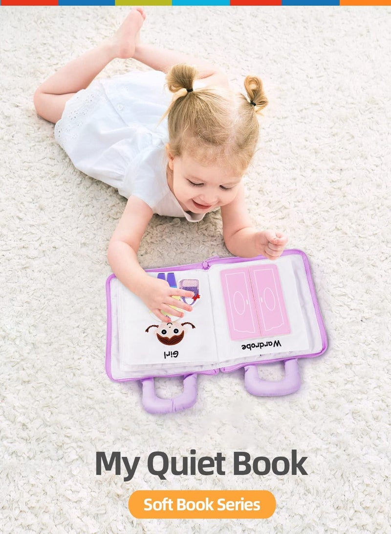 واي آند دي Montessori Activity Quiet Book - Travel Toy Cloth for Toddlers 10 Topics, Activities Early Learning How to Basic Life Skills Toddlers, Interactive Busy Boys and Girls (Purple) - Image 3