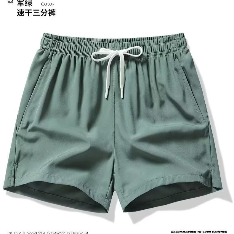 Summer Shorts Thin Running Casual Three-point Pants for Men and Women Home Breathable Loose Sports Quick-drying Solid Color Silk Ice Pants Shorts black  - Image 5