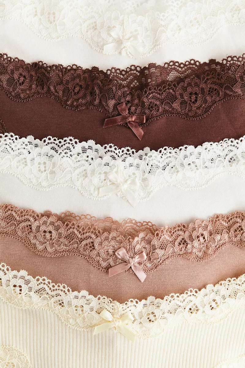 H&M 5-pack cotton and lace Brazilian briefs
