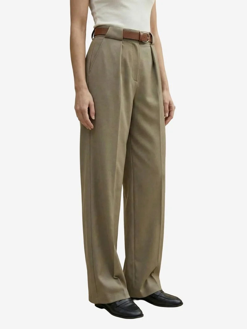 My Fashion Khaki Green MY FASHION High Waist Pleated Wide Leg Trousers for Women | Best Price UAE