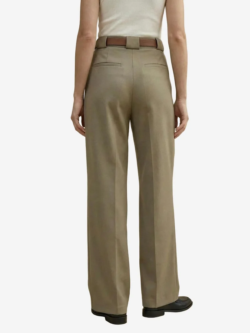 My Fashion Khaki Green MY FASHION High Waist Pleated Wide Leg Trousers for Women | Best Price UAE