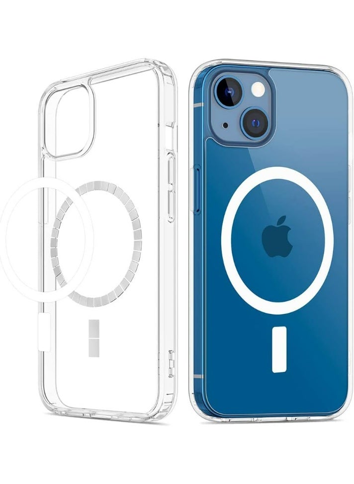 UMIXPRO Clear Magnetic Case for iPhone 13, MagSafe Compatible, Hybrid Shockproof Silicone Frame, Hard Back - Image 1