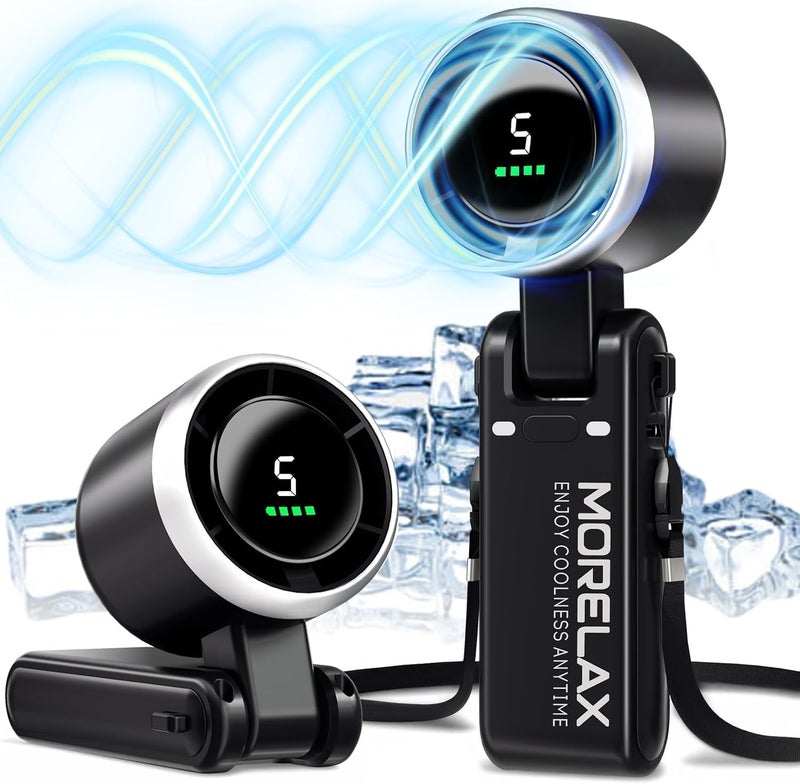 Morelax Personal Handheld Fan,High-Speed Turbo Fans,5-Speed with LED Display,Powerful Motor,4000mAh,USB Rechargeable Portable Cooling Fan for Outdoor Activities,Travel,Working,Black - Image 3