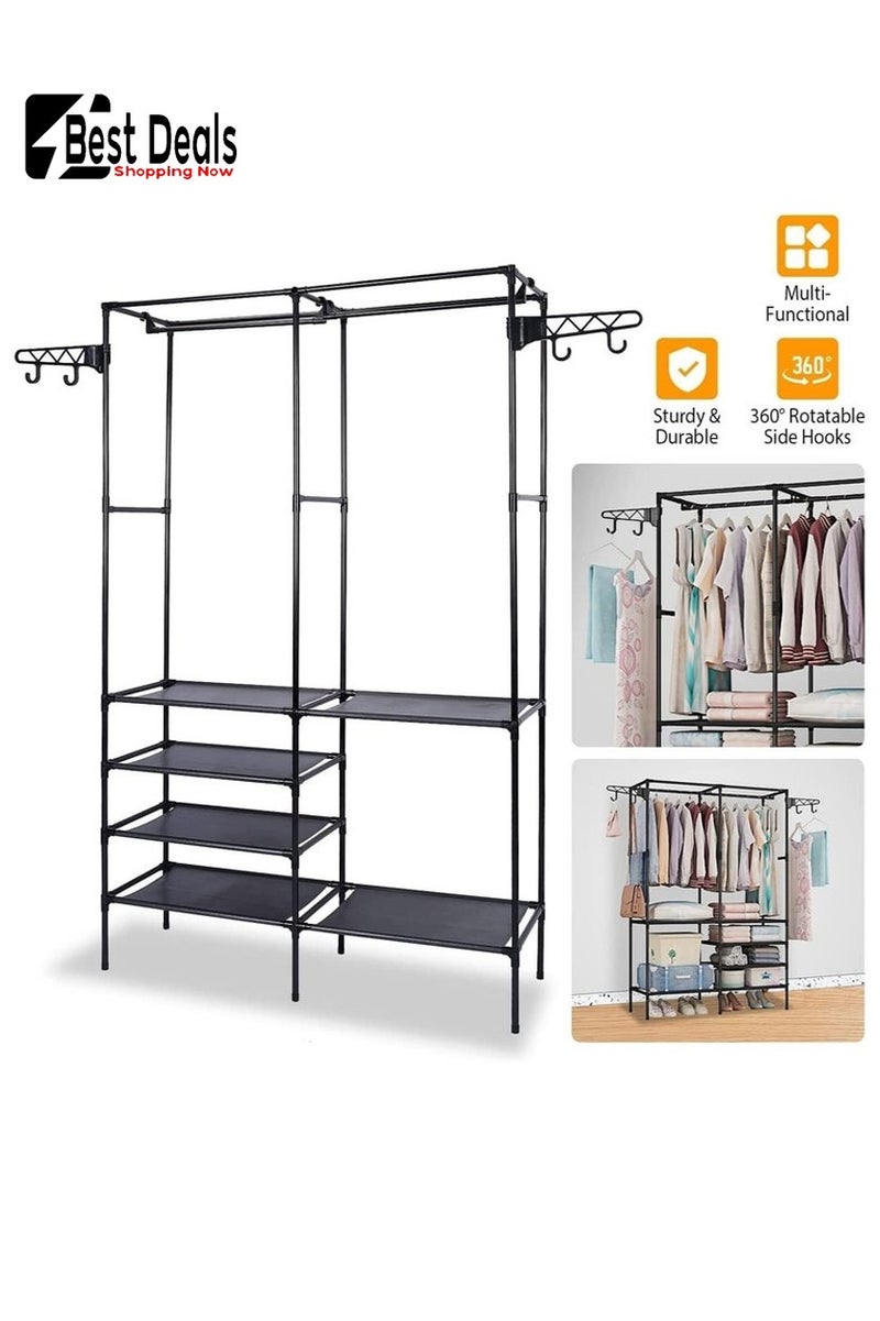 Best Deals Multifunctional Simple Double Row Floor-To-Ceiling Hangers, Hooks, Hanging Rods, Racks,3-in-1 Clothing Storage, Large Capacity, Need To Be Assembled, Open Floor-To-Ceiling Double Row Wardrobe - Image 2