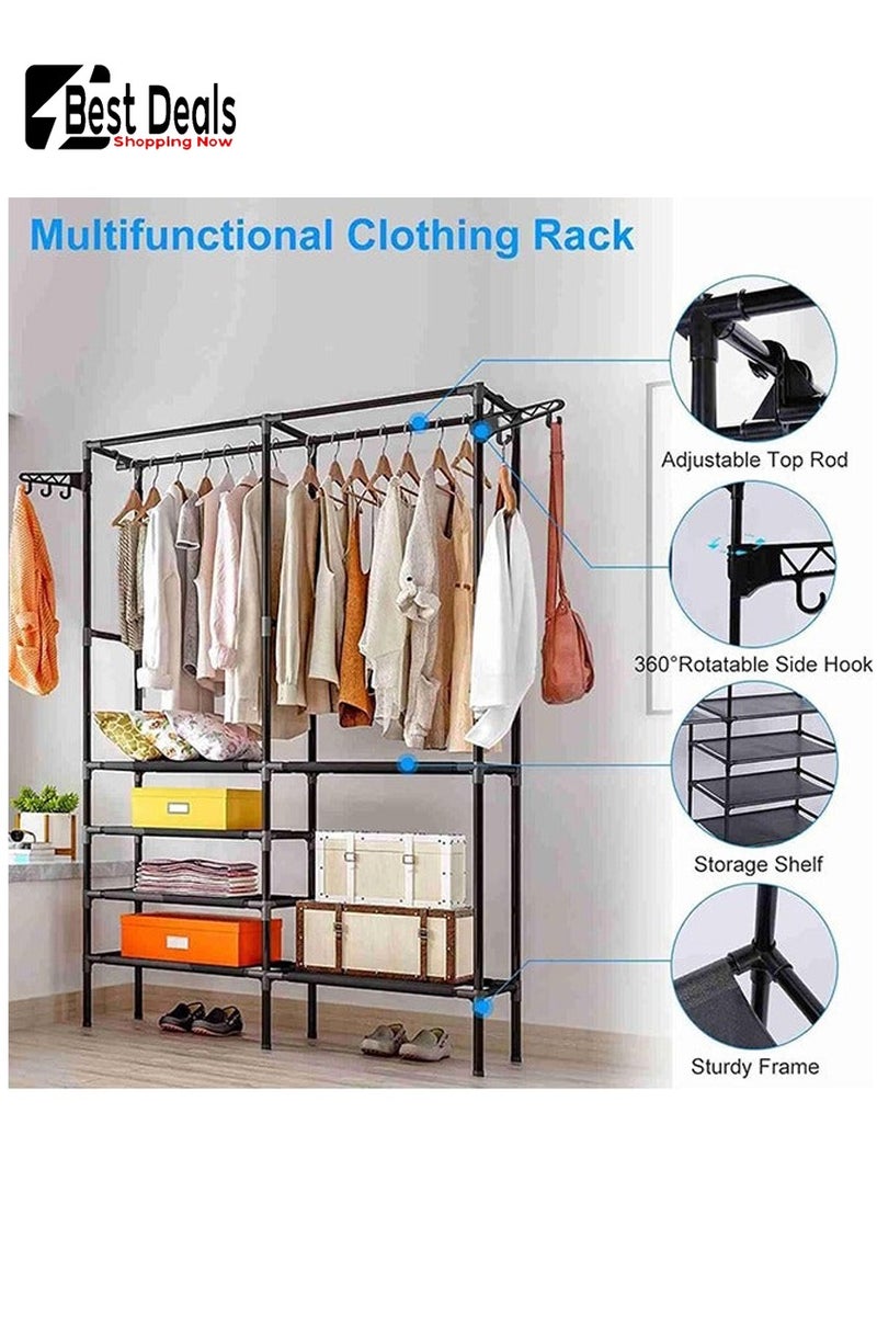 Best Deals Multifunctional Simple Double Row Floor-To-Ceiling Hangers, Hooks, Hanging Rods, Racks,3-in-1 Clothing Storage, Large Capacity, Need To Be Assembled, Open Floor-To-Ceiling Double Row Wardrobe - Image 3