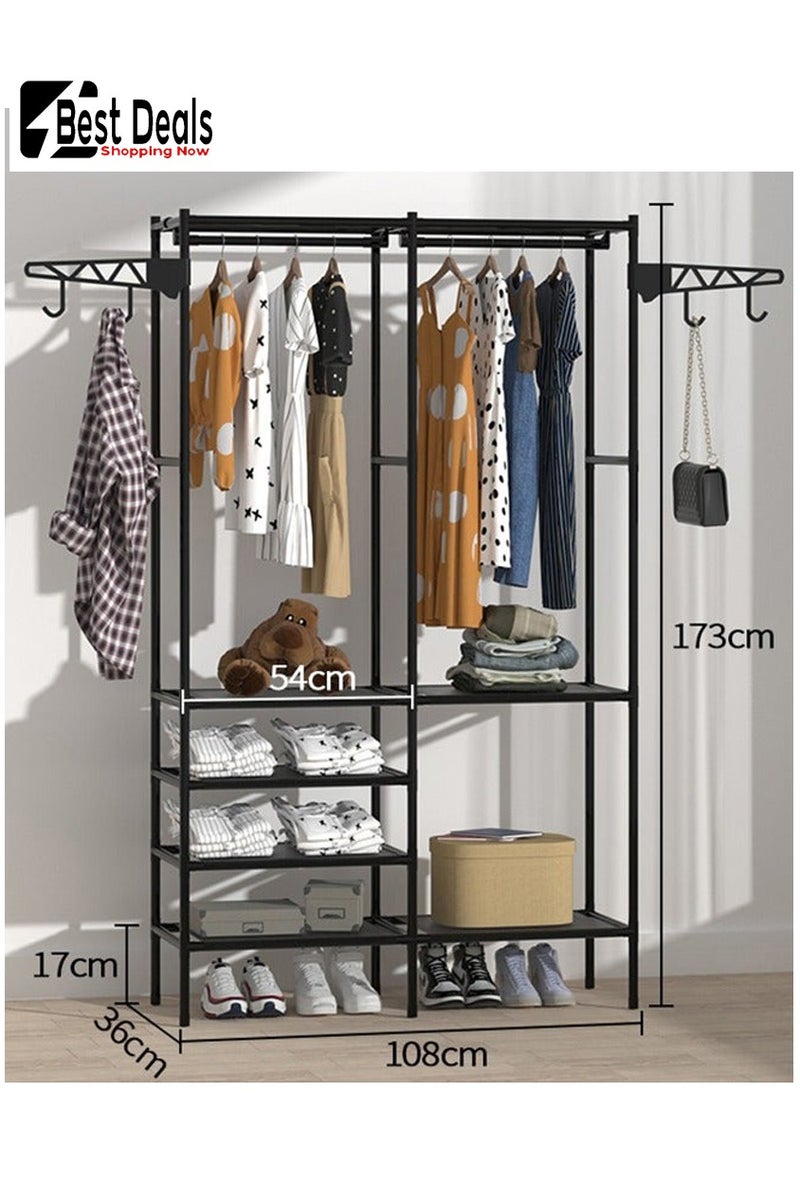 Best Deals Multifunctional Simple Double Row Floor-To-Ceiling Hangers, Hooks, Hanging Rods, Racks,3-in-1 Clothing Storage, Large Capacity, Need To Be Assembled, Open Floor-To-Ceiling Double Row Wardrobe - Image 5
