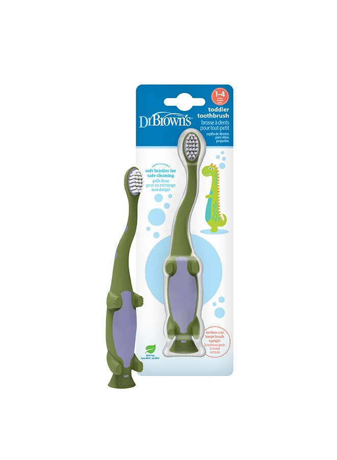 دكتور براونز Toddler Toothbrush, Dinosaur, Green, 1-Pack