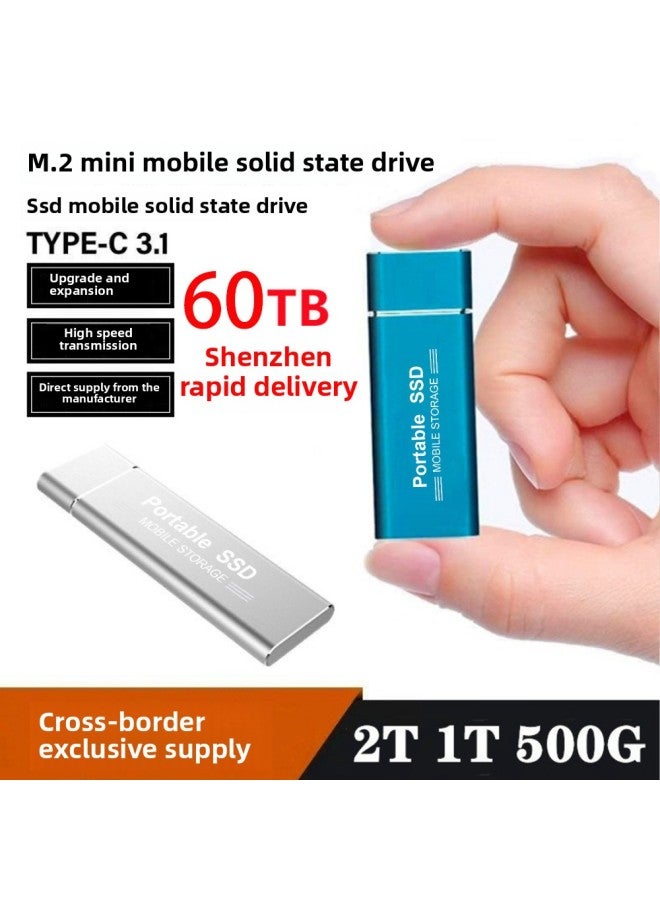 Mobile Hard Drive SSD Solid-state Mobile Hard Drive 60TB High-speed USB3.1 Shipped In Shenzhen-Capacity:500G-Interface:Type-c 3.2 Gold - Image 1