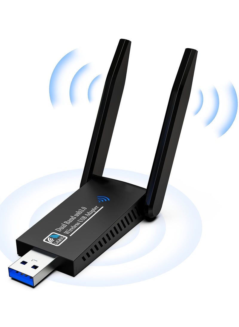 Generic Wireless USB WiFi Adapter, AC1300Mbps USB 3.0 WiFi Dual Band 5.8G/2.4G Wireless Network Adapter for Desktop PC, Mini WiFi Dongle for Windows 11/10/8/7, Mac OS 10.9-10.15  - Image 1