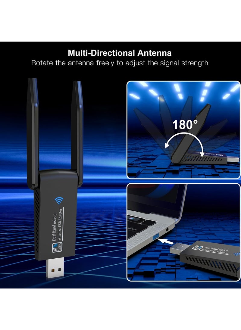Generic Wireless USB WiFi Adapter, AC1300Mbps USB 3.0 WiFi Dual Band 5.8G/2.4G Wireless Network Adapter for Desktop PC, Mini WiFi Dongle for Windows 11/10/8/7, Mac OS 10.9-10.15  - Image 3