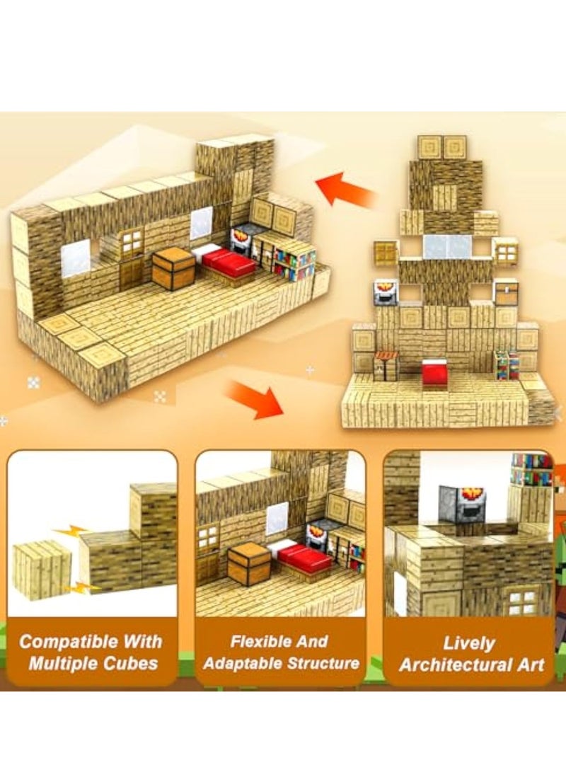 KASTWAVE 80PCS Magnetic Blocks, Build Mine Magnet World Set, Magnetic Blocks Building, Magnetic Tiles, Magnetic Construction Cube Toys, Buildable Game Elements Gifts, STEM Montessori Sensory Toys for Toddlers - Image 4