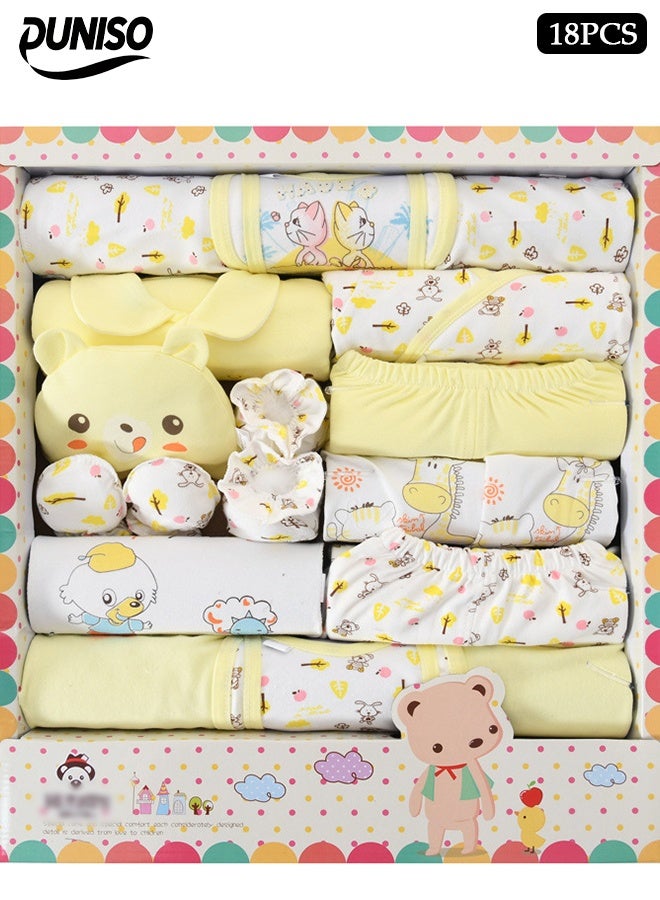 DUNISO 18 Pcs Newborn Baby Gifts Set,Newborn Layette Gift Set, Baby Clothes Accessories Set, Comfortable and Breathable,Available in All Seasons, Suitable for Babies Up to 59cm in Height - Image 1