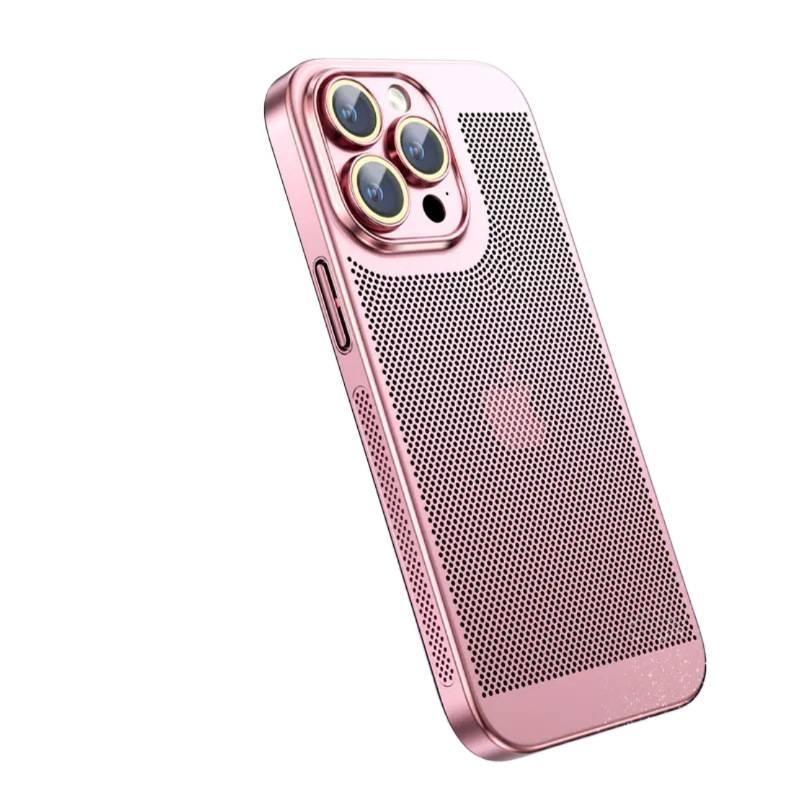 غطاء واقي | مقاوم للصدمات لـ iPhone 14 / 14 Plus / 14 Pro / 14 Pro Max | وردي | PC | طلاء كهربائي كامل | شبكة تبديد الحرارة - Image 1